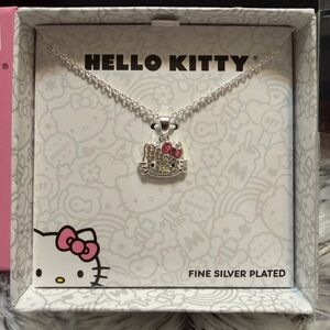 Hello Kitty Silver Necklace with Pink Bow